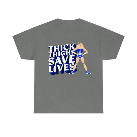 Blue Logo Thick Thighs Save Lives Tee