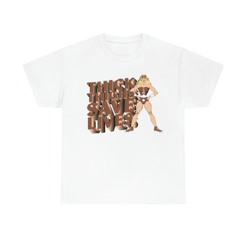 Brown Logo Thick Thighs Save Lives Tee